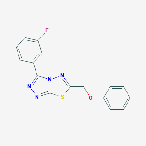 molecular formula C16H11FN4OS B286914 3-(3-Fluorophenyl)-6-(phenoxymethyl)-[1,2,4]triazolo[3,4-b][1,3,4]thiadiazole 