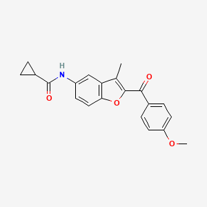 molecular formula C21H19NO4 B2869176 N-[2-(4-methoxybenzoyl)-3-methyl-1-benzofuran-5-yl]cyclopropanecarboxamide CAS No. 929472-13-9
