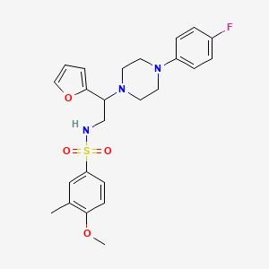 molecular formula C24H28FN3O4S B2869208 N-(2-(4-(4-fluorophenyl)piperazin-1-yl)-2-(furan-2-yl)ethyl)-4-methoxy-3-methylbenzenesulfonamide CAS No. 877648-38-9