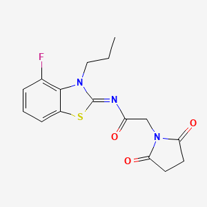 molecular formula C16H16FN3O3S B2869209 (Z)-2-(2,5-dioxopyrrolidin-1-yl)-N-(4-fluoro-3-propylbenzo[d]thiazol-2(3H)-ylidene)acetamide CAS No. 898370-96-2