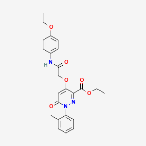 molecular formula C24H25N3O6 B2869213 Ethyl 4-(2-((4-ethoxyphenyl)amino)-2-oxoethoxy)-6-oxo-1-(o-tolyl)-1,6-dihydropyridazine-3-carboxylate CAS No. 899992-70-2