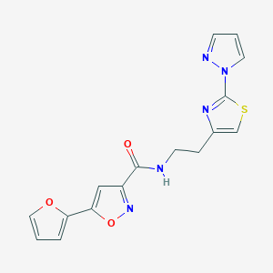 molecular formula C16H13N5O3S B2869222 N-(2-(2-(1H-pyrazol-1-yl)thiazol-4-yl)ethyl)-5-(furan-2-yl)isoxazole-3-carboxamide CAS No. 1448057-84-8