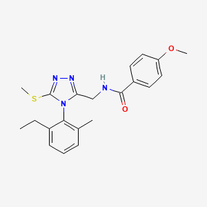 N-[[4-(2-ethyl-6-methylphenyl)-5-methylsulfanyl-1,2,4-triazol-3-yl]methyl]-4-methoxybenzamide