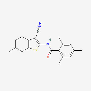 molecular formula C20H22N2OS B2869255 N-(3-cyano-6-methyl-4,5,6,7-tetrahydro-1-benzothiophen-2-yl)-2,4,6-trimethylbenzamide CAS No. 329227-01-2