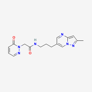 molecular formula C16H18N6O2 B2869257 N-(3-(2-methylpyrazolo[1,5-a]pyrimidin-6-yl)propyl)-2-(6-oxopyridazin-1(6H)-yl)acetamide CAS No. 1797982-24-1