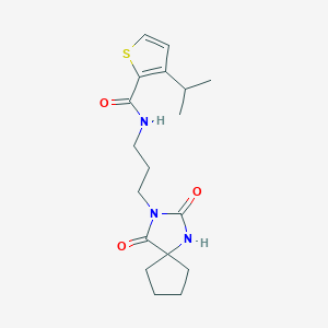 molecular formula C18H25N3O3S B2869259 N-(3-{2,4-dioxo-1,3-diazaspiro[4.4]nonan-3-yl}propyl)-3-(propan-2-yl)thiophene-2-carboxamide CAS No. 1798742-19-4