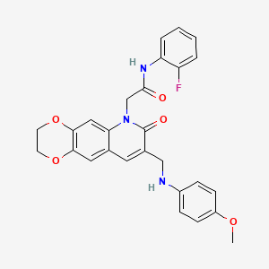 N-(2-fluorophenyl)-2-[8-{[(4-methoxyphenyl)amino]methyl}-7-oxo-2,3-dihydro[1,4]dioxino[2,3-g]quinolin-6(7H)-yl]acetamide