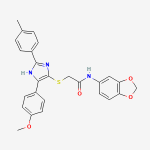 N-(2H-1,3-benzodioxol-5-yl)-2-{[5-(4-methoxyphenyl)-2-(4-methylphenyl)-1H-imidazol-4-yl]sulfanyl}acetamide