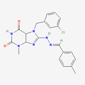 7-[(3-chlorophenyl)methyl]-3-methyl-8-[(E)-2-[(4-methylphenyl)methylidene]hydrazin-1-yl]-2,3,6,7-tetrahydro-1H-purine-2,6-dione