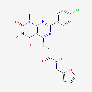 2-((2-(4-chlorophenyl)-6,8-dimethyl-5,7-dioxo-5,6,7,8-tetrahydropyrimido[4,5-d]pyrimidin-4-yl)thio)-N-(furan-2-ylmethyl)acetamide