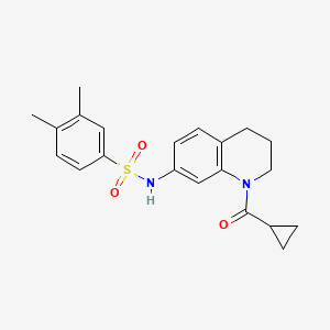 molecular formula C21H24N2O3S B2869316 N-(1-cyclopropanecarbonyl-1,2,3,4-tetrahydroquinolin-7-yl)-3,4-dimethylbenzene-1-sulfonamide CAS No. 946220-12-8