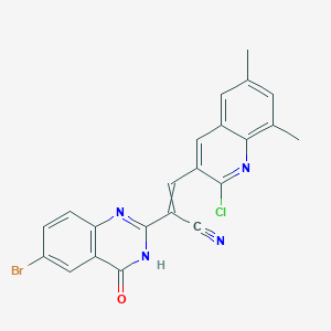 molecular formula C22H14BrClN4O B2869334 2-(6-Bromo-4-oxo-3,4-dihydroquinazolin-2-yl)-3-(2-chloro-6,8-dimethylquinolin-3-yl)prop-2-enenitrile CAS No. 380390-42-1