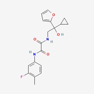 molecular formula C18H19FN2O4 B2869337 N-[2-cyclopropyl-2-(furan-2-yl)-2-hydroxyethyl]-N'-(3-fluoro-4-methylphenyl)ethanediamide CAS No. 1396800-95-5