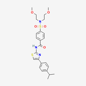 molecular formula C25H31N3O5S2 B2869346 4-(N,N-bis(2-methoxyethyl)sulfamoyl)-N-(4-(4-isopropylphenyl)thiazol-2-yl)benzamide CAS No. 387883-48-9