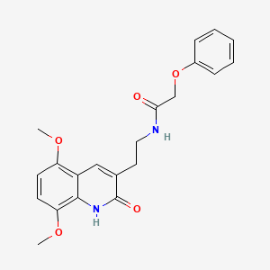 molecular formula C21H22N2O5 B2869385 N-[2-(5,8-dimethoxy-2-oxo-1,2-dihydroquinolin-3-yl)ethyl]-2-phenoxyacetamide CAS No. 851403-47-9
