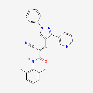molecular formula C26H21N5O B2869402 2-cyano-N-(2,6-dimethylphenyl)-3-[1-phenyl-3-(pyridin-3-yl)-1H-pyrazol-4-yl]prop-2-enamide CAS No. 1808370-45-7