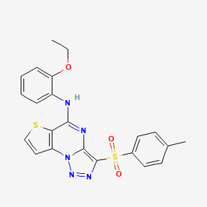 molecular formula C22H19N5O3S2 B2869448 N-(2-ethoxyphenyl)-3-tosylthieno[2,3-e][1,2,3]triazolo[1,5-a]pyrimidin-5-amine CAS No. 892734-18-8