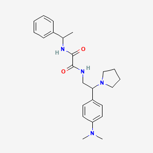 molecular formula C24H32N4O2 B2869457 N-{2-[4-(dimethylamino)phenyl]-2-(pyrrolidin-1-yl)ethyl}-N'-(1-phenylethyl)ethanediamide CAS No. 899957-03-0