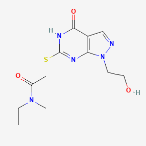 N,N-diethyl-2-((1-(2-hydroxyethyl)-4-oxo-4,5-dihydro-1H-pyrazolo[3,4-d]pyrimidin-6-yl)thio)acetamide