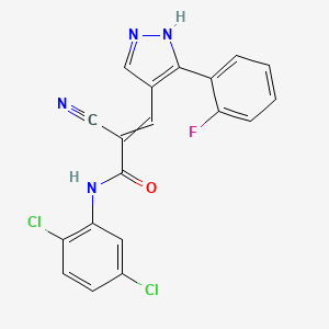 2-cyano-N-(2,5-dichlorophenyl)-3-[3-(2-fluorophenyl)-1H-pyrazol-4-yl]prop-2-enamide