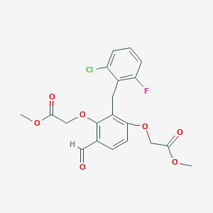 molecular formula C20H18ClFO7 B2869526 Methyl 2-[2-(2-chloro-6-fluorobenzyl)-4-formyl-3-(2-methoxy-2-oxoethoxy)phenoxy]acetate CAS No. 303994-40-3