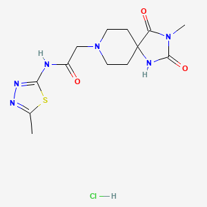 molecular formula C13H19ClN6O3S B2869529 N-(5-METHYL-1,3,4-THIADIAZOL-2-YL)-2-{3-METHYL-2,4-DIOXO-1,3,8-TRIAZASPIRO[4.5]DECAN-8-YL}ACETAMIDE HYDROCHLORIDE CAS No. 1185024-09-2