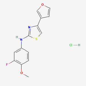 molecular formula C14H12ClFN2O2S B2869556 N-(3-fluoro-4-methoxyphenyl)-4-(furan-3-yl)thiazol-2-amine hydrochloride CAS No. 2034250-53-6