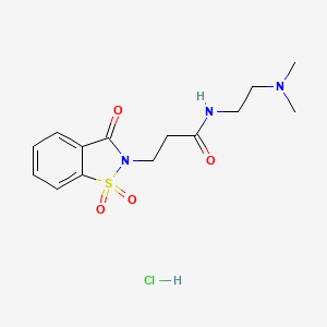 molecular formula C14H20ClN3O4S B2869558 N-(2-(dimethylamino)ethyl)-3-(1,1-dioxido-3-oxobenzo[d]isothiazol-2(3H)-yl)propanamide hydrochloride CAS No. 1216904-60-7