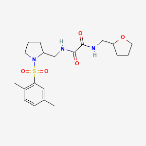 molecular formula C20H29N3O5S B2869561 N-{[1-(2,5-dimethylbenzenesulfonyl)pyrrolidin-2-yl]methyl}-N'-[(oxolan-2-yl)methyl]ethanediamide CAS No. 896287-98-2