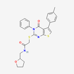 2-{[5-(4-methylphenyl)-4-oxo-3-phenyl-3H,4H-thieno[2,3-d]pyrimidin-2-yl]sulfanyl}-N-[(oxolan-2-yl)methyl]acetamide