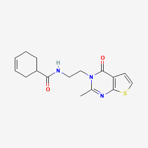 molecular formula C16H19N3O2S B2869624 N-(2-(2-methyl-4-oxothieno[2,3-d]pyrimidin-3(4H)-yl)ethyl)cyclohex-3-enecarboxamide CAS No. 1904304-52-4