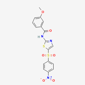 molecular formula C17H13N3O6S2 B2869700 3-METHOXY-N-[5-(4-NITROBENZENESULFONYL)-1,3-THIAZOL-2-YL]BENZAMIDE CAS No. 313395-86-7