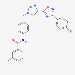 molecular formula C27H22FN5O2 B2869701 N-[4-({4-[3-(4-fluorophenyl)-1,2,4-oxadiazol-5-yl]-1H-imidazol-1-yl}methyl)phenyl]-3,4-dimethylbenzamide CAS No. 1110978-36-3