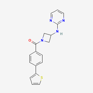 molecular formula C18H16N4OS B2869702 N-{1-[4-(thiophen-2-yl)benzoyl]azetidin-3-yl}pyrimidin-2-amine CAS No. 2034552-55-9