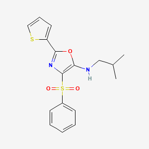 molecular formula C17H18N2O3S2 B2869722 4-(benzenesulfonyl)-N-(2-methylpropyl)-2-(thiophen-2-yl)-1,3-oxazol-5-amine CAS No. 627833-08-3