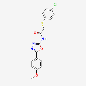 molecular formula C17H14ClN3O3S B2869729 2-((4-chlorophenyl)thio)-N-(5-(4-methoxyphenyl)-1,3,4-oxadiazol-2-yl)acetamide CAS No. 895473-35-5