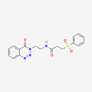 molecular formula C18H18N4O4S B2869760 N-(2-(4-oxobenzo[d][1,2,3]triazin-3(4H)-yl)ethyl)-3-(phenylsulfonyl)propanamide CAS No. 2034375-63-6
