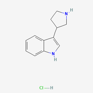 molecular formula C12H15ClN2 B2869778 3-Pyrrolidin-3-yl-1H-indole;hydrochloride CAS No. 95766-48-6