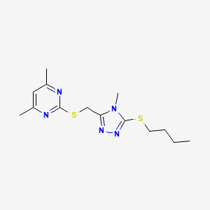 molecular formula C14H21N5S2 B2869795 2-(((5-(butylthio)-4-methyl-4H-1,2,4-triazol-3-yl)methyl)thio)-4,6-dimethylpyrimidine CAS No. 868221-98-1