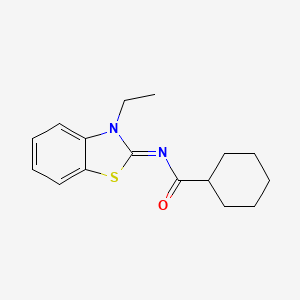 molecular formula C16H20N2OS B2869807 N-[(2E)-3-ethyl-2,3-dihydro-1,3-benzothiazol-2-ylidene]cyclohexanecarboxamide CAS No. 865544-74-7