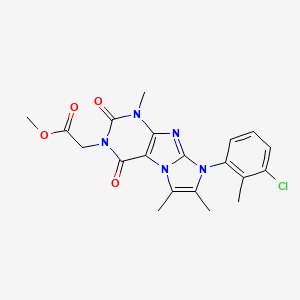 molecular formula C20H20ClN5O4 B2869823 methyl 2-(8-(3-chloro-2-methylphenyl)-1,6,7-trimethyl-2,4-dioxo-1H-imidazo[2,1-f]purin-3(2H,4H,8H)-yl)acetate CAS No. 887459-87-2