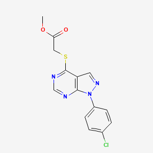 molecular formula C14H11ClN4O2S B2869835 methyl 2-{[1-(4-chlorophenyl)-1H-pyrazolo[3,4-d]pyrimidin-4-yl]sulfanyl}acetate CAS No. 577961-75-2