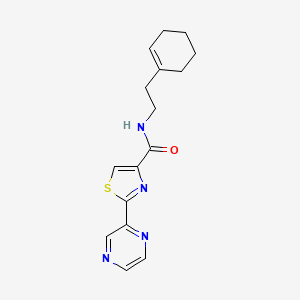 molecular formula C16H18N4OS B2869873 N-(2-(cyclohex-1-en-1-yl)ethyl)-2-(pyrazin-2-yl)thiazole-4-carboxamide CAS No. 1235629-16-9