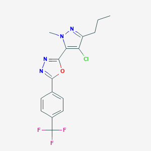 molecular formula C16H14ClF3N4O B286989 2-(4-Chloro-2-methyl-5-propylpyrazol-3-yl)-5-[4-(trifluoromethyl)phenyl]-1,3,4-oxadiazole 