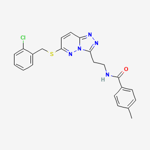 molecular formula C22H20ClN5OS B2869902 N-(2-(6-((2-chlorobenzyl)thio)-[1,2,4]triazolo[4,3-b]pyridazin-3-yl)ethyl)-4-methylbenzamide CAS No. 872995-27-2