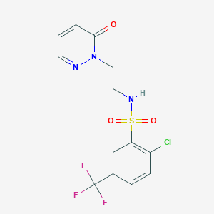 molecular formula C13H11ClF3N3O3S B2869927 2-chloro-N-(2-(6-oxopyridazin-1(6H)-yl)ethyl)-5-(trifluoromethyl)benzenesulfonamide CAS No. 1021219-40-8