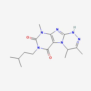 molecular formula C15H22N6O2 B2869936 3,4,9-trimethyl-7-(3-methylbutyl)-1,4-dihydro[1,2,4]triazino[3,4-f]purine-6,8(7H,9H)-dione CAS No. 923486-19-5