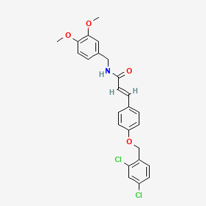 molecular formula C25H23Cl2NO4 B2869972 (2E)-3-{4-[(2,4-dichlorophenyl)methoxy]phenyl}-N-[(3,4-dimethoxyphenyl)methyl]prop-2-enamide CAS No. 477888-84-9