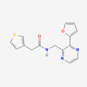 molecular formula C15H13N3O2S B2869973 N-((3-(furan-2-yl)pyrazin-2-yl)methyl)-2-(thiophen-3-yl)acetamide CAS No. 2034464-27-0