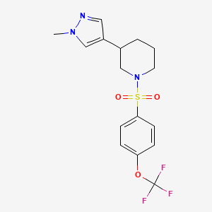 molecular formula C16H18F3N3O3S B2869983 3-(1-methyl-1H-pyrazol-4-yl)-1-[4-(trifluoromethoxy)benzenesulfonyl]piperidine CAS No. 2309188-87-0
